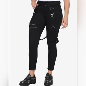 Black Suspender Skinny Jeans Goth Punk Witchy Strappy Pants